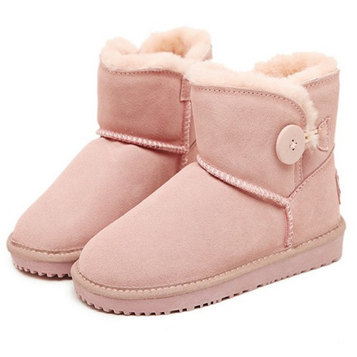 cute girl style Flat heel light pink woman snow boots