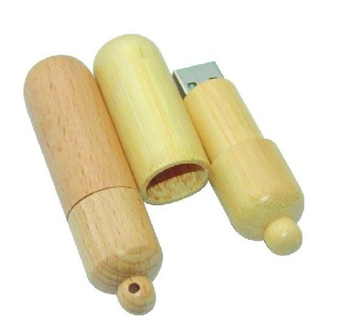 Pill shape wooden usb key