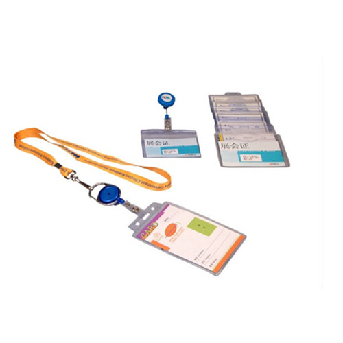 Promotional badge ID card holder lanyard with adjustable pull