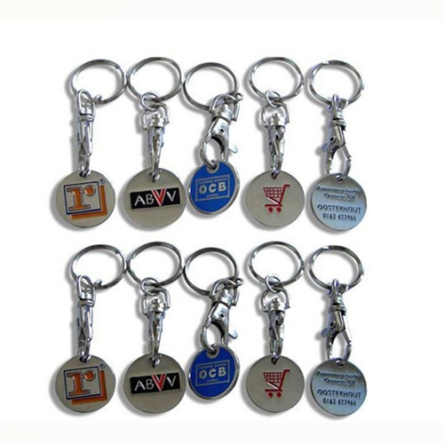 Promotional Trolley Coin Keychain, Metal Shopping Trolly Coin Keychain, Coin Keychains
