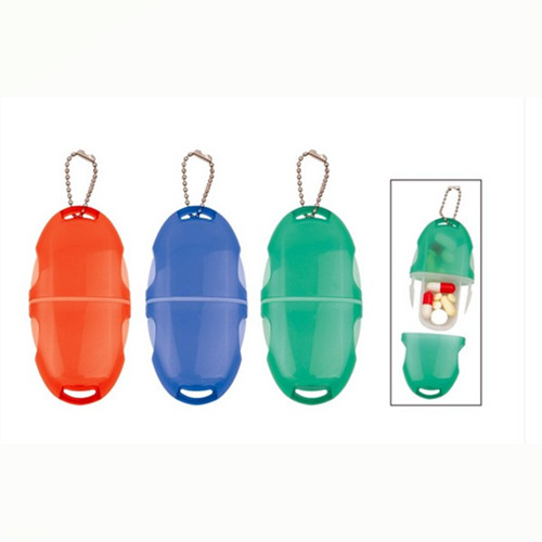 Portable capsule plastic pill box keychain