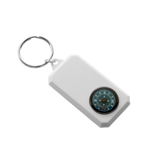 Cheap plastic white color compass keychain
