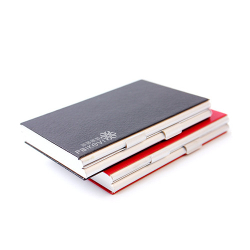 Promotional pu leather and stainless steel name card holder, name card case