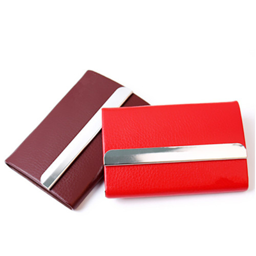 New style pu leather and metal name card holder