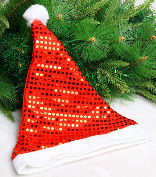 Hot Sale Plush Santa Hat Shining Christmas Hat