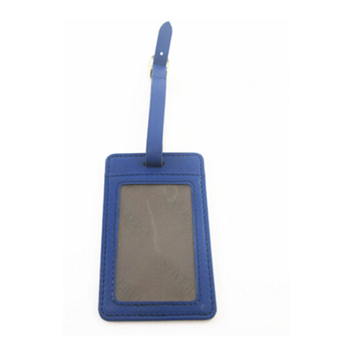 Promotional cheap blue pu material luggage tag