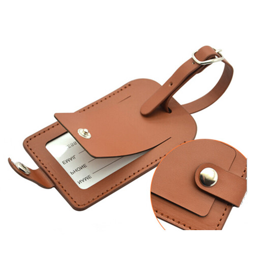 High quality genuine leather brown color luggage tag