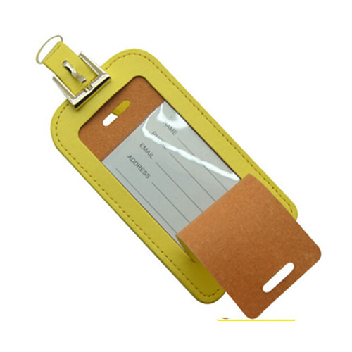 Light yellow color pu material luggage tag