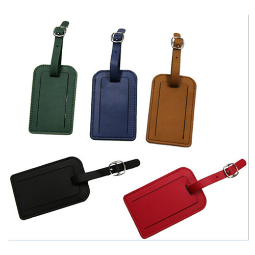 Customized color and logo pu leather travel luggage tag