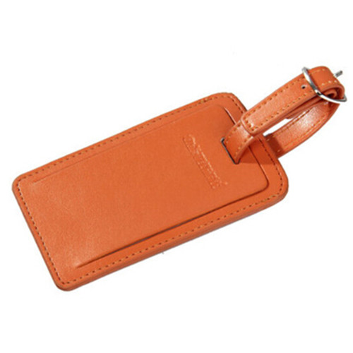Promotional brown color Leather Luggage Tag Fashion Design with snap closure