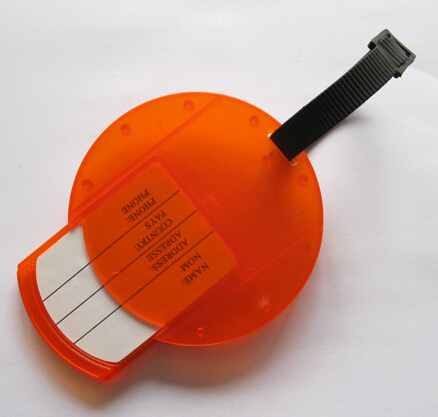 Round shape transparent color luggage tag with sewing kit