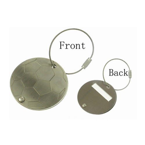 Round shape zinc alloy metal luggage tag