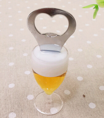 Promotional beer cup shape 3D fridge magnet with bottle opener function