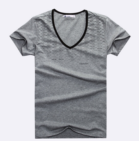 Custom made printing or embroidery logo cotton v-neck shirt