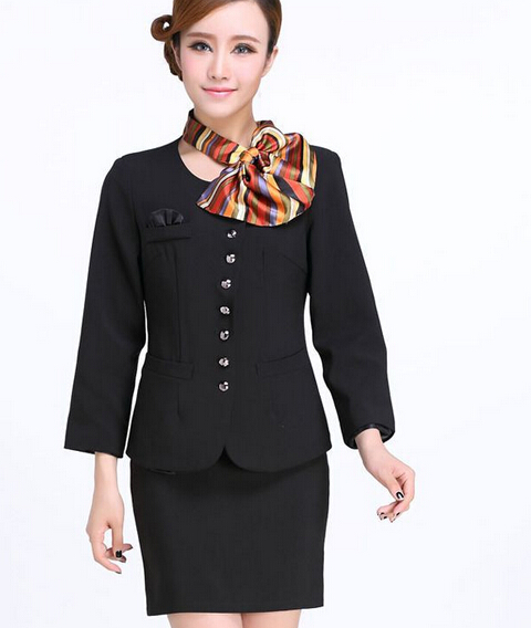 Customized skirt dress uniform for hotel woman