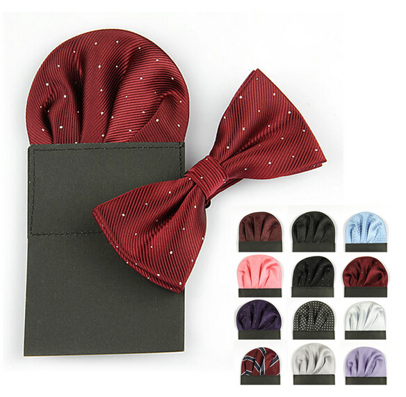 Promotional wedding bridegroom bow tie and pocket square