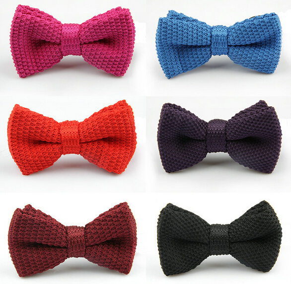 Wholesale plain knitting bow tie for men, knitted bow tie