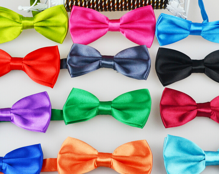Promotional satin material children bow tie, student bow tie, plain baby bow tie