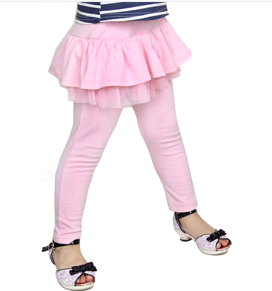 With skirt children girl leisure pants, with skirt casual trousers