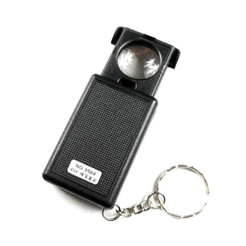 Pull-type jewelry magnifier keychain with led light source