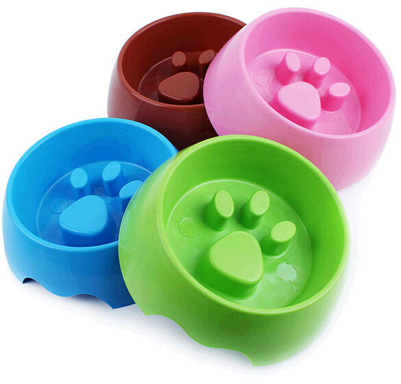 Promotional paw round shape plastic pet bowl