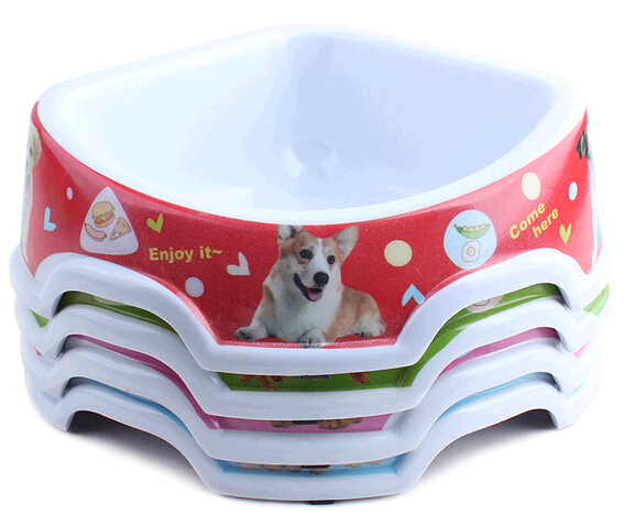Promotional triangle shape melamine dog pet bowl