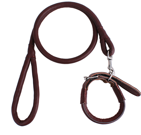 High quality genuine leather pet collar and leash
