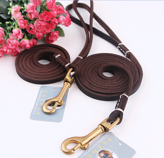 High quality genuine leather dog leashes with bronze hook
