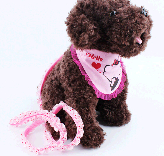 Cute lace pet scarf with leash, pet lace scarf and leash