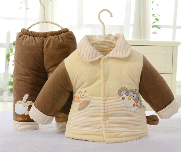 Wholesale baby cotton wadded jacket with trousers, baby winter suite