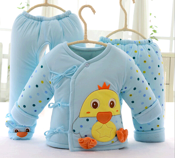Cute duck 3pcs cotton baby winter suite, cotton baby snow suite