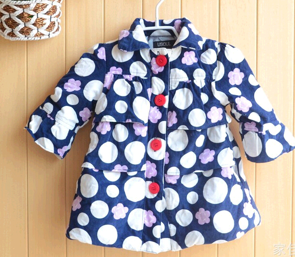 Custom dot printing children coat, custom baby coat