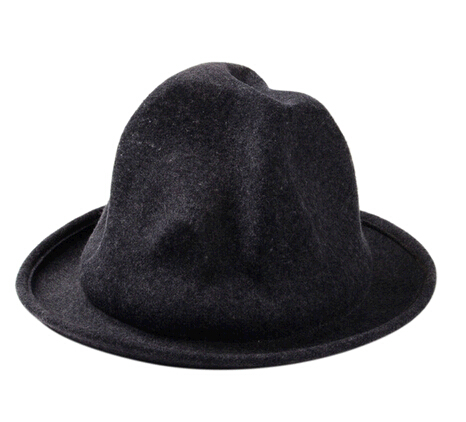 Wholesale black color wool felt bowler fedora cap and hat