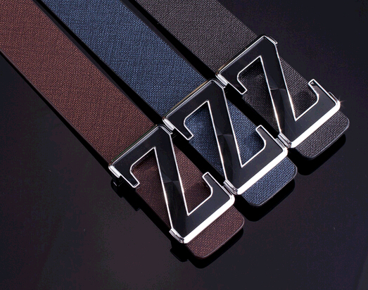 High quality genuine leather men belts with z shape buckle