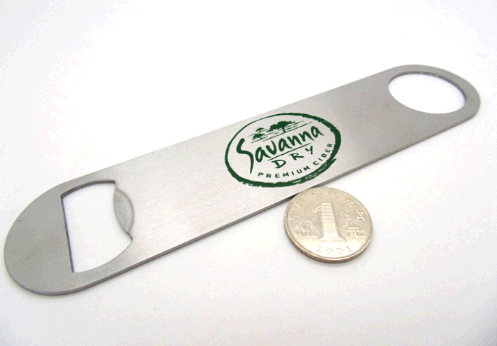 Promotional two sides function stainless steel bottle opener