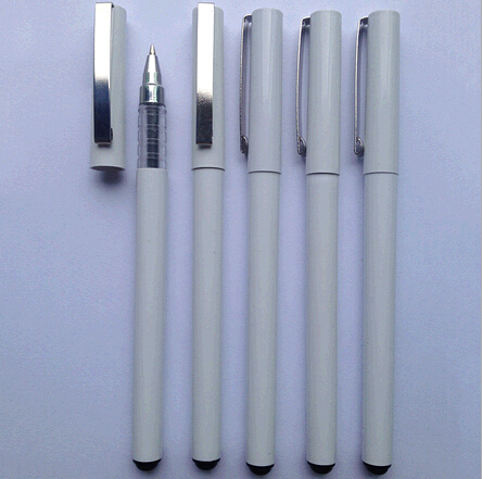 Wholesale promotional cheap white color plastic ballpoint pen with cap