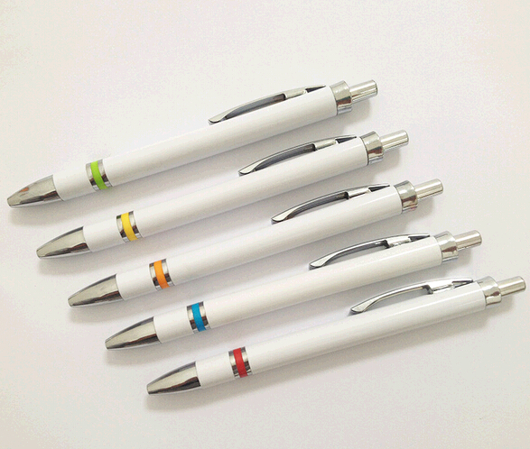 Promotional cheap plastic white color press ballpoint pen