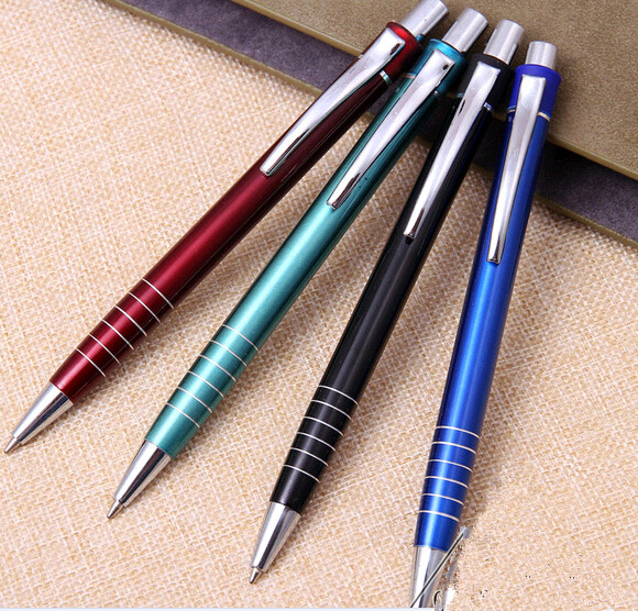 New style fashional thin blue color metal pen with clip