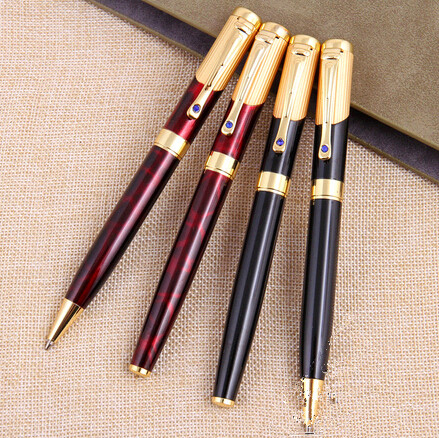High quality red color metal pen with diamond decoration