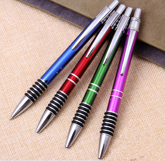 Wholesale with six circles rubber grip metal pen with clip