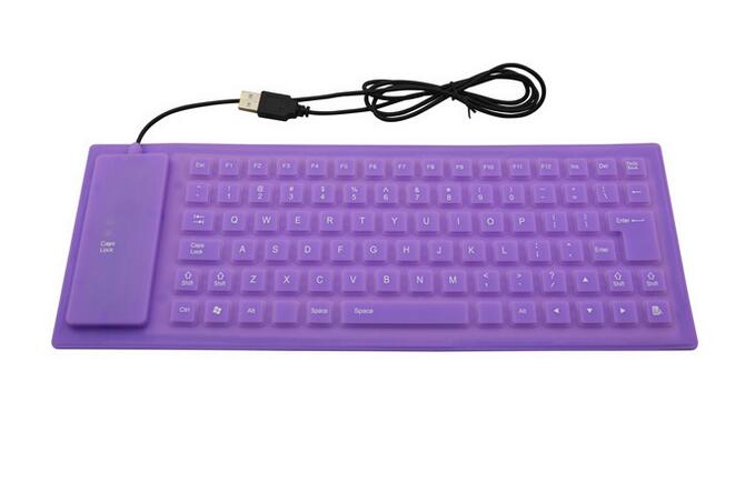 Wholesale purple color silicone folding usb keyboard