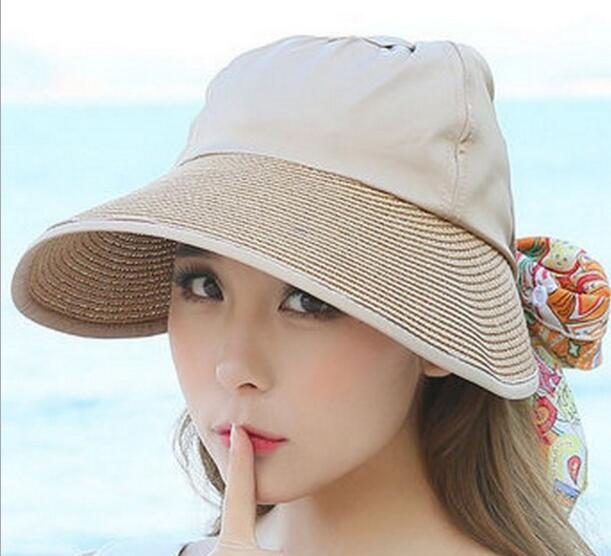 Wholesale woman straw hat and straw cap with back bowknot