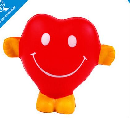 Wholesale red heart man and smile man shape pu foam stress ball
