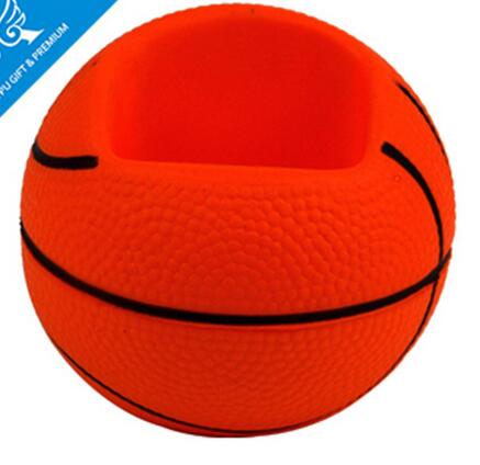 Wholesale basketball shape pen holder shape pu stress ball