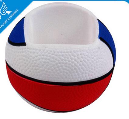 Wholesale basketball shape pen holder function pu stress ball