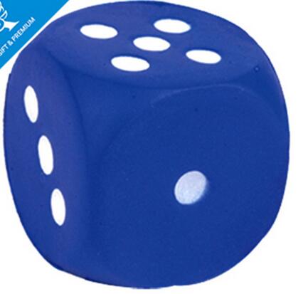 Wholesale blue cube dice shape pu stress ball