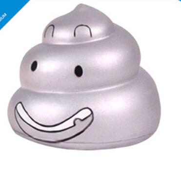Wholesale silver color potbellied or poo shape pu stress ball