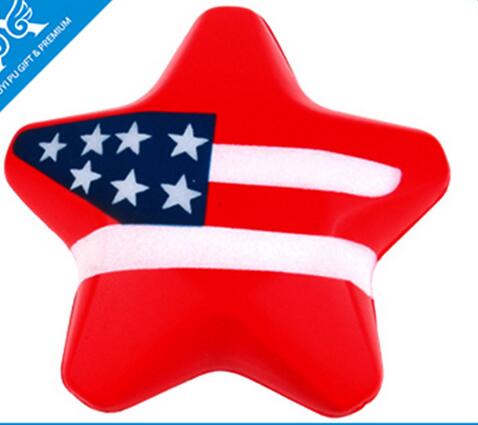 Wholesale star shape with usa flag printing pu stress ball
