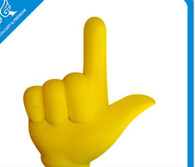 Wholesale yellow color palm or finger shape organ pu stress ball