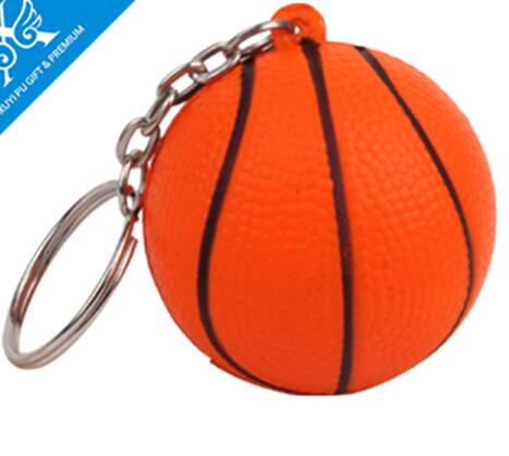 Wholesale 4cm basketball shape pu stress ball kechain